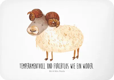 Produktbild von Mr. & Mrs. Panda magnet Sternzeichen Widder - Weiß - Geschenk, Geburtstag April, haftmagnet, Bock, März, whiteboardmagnet, zettelhalter, küchenmagnet, Kühlschrankmagnet