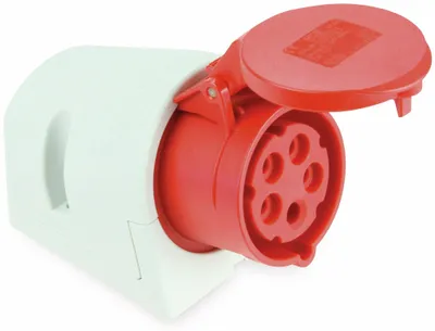 Zdjęcie produktu dla as-Schwabe CEE gniazdo ścienne bez kabla maks. 6mm² 400V 32A 5-stykowe pokrywa zawiasowa IP44