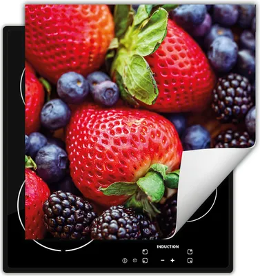 Produktbild von DarHaus Herdabdeckplatte 50x52 cm Anti Rutsch Matte Aufrollbar, Früchte