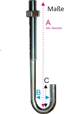 Produktbild von Hakenschrauben M6x 40/10/20 mm, vz, m.Mutter / Pck a 100 Stück