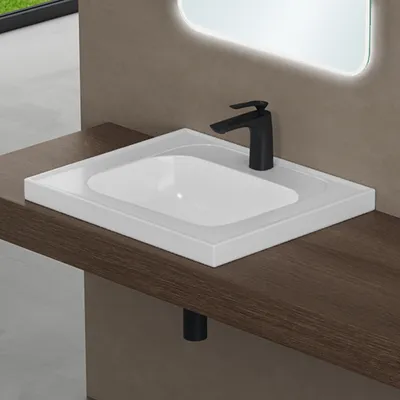 Produktbild von doporro Waschbecken Einbauwaschbecken aus Mineralguss Weiß Waschtisch BTH: 60x50x16.5cm Waschplatz Colossum3601