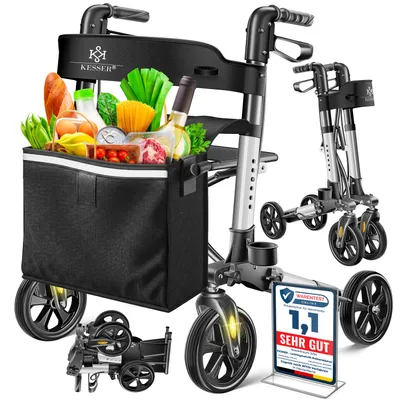 Produktbild von KESSER® Rollator Aluminium faltbar, höhenverstellbar & bis 136 kg belastbar