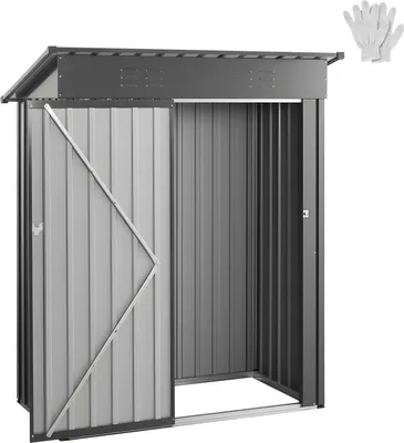 Zdjęcie produktu dla Metalowa szopa narzędziowa SucceBuy z zamykanymi drzwiami i dwoma otworami wentylacyjnymi, idealna do przechowywania w ogrodzie, na podwórku lub na patio. Idealna na rowery i inne przedmioty, wymiary: 1533x876x1815 mm