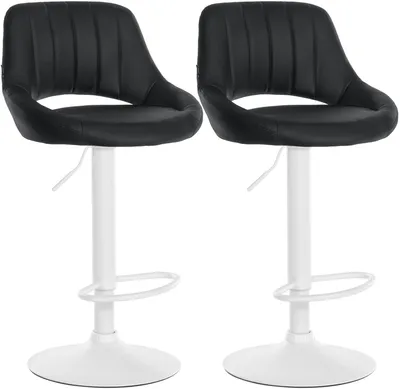 Produktbild von CLP 2er Set Barhocker Milet Kunstleder höhenverstellbar drehbar mit Rückenlehnen schwarz Material Gestell Metall matt weiss