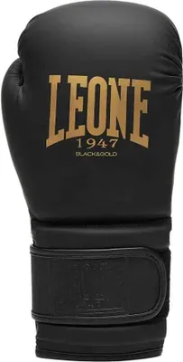 Zdjęcie produktu dla Leone1947 Rękawice bokserskie z czarnej i złotej sztucznej skóry Black 10 oz Czarne 10 oz