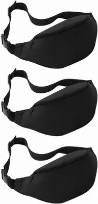 Produktbild von Uni Sportrucksack, modischer, sportlicher, vielseitiger Rucksack mit doppeltem Reißverschluss und verstellbarem Schultergurt für Sport, Wandern, Reisen (3er-Pack, schwarz)