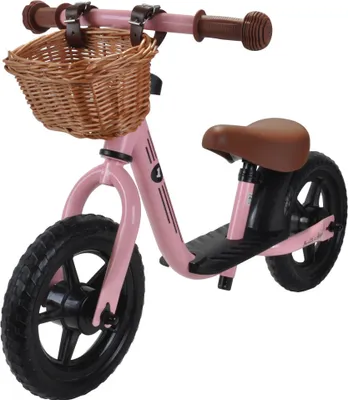 Produktbild von Bandits & Angels Laufrad aus Metall mit Weidenkorb vintage rosa ab 2 Jahren – Lauflernrad – verstellbarer Sattel 29 bis 39 cm – für Jungen und Mädchen – niedriger Einstieg mit Trittbrett