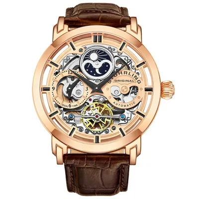 Produktbild von Stührling Herrenuhr Anatol 3924 Automatik 47mm Skelett - Zwei Zeitzonen