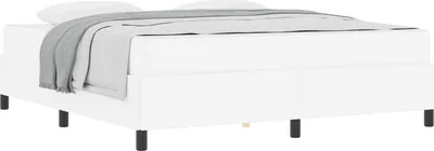 Image de Cadre de lit avec matelas Blanc 180 x 200 cm tissu