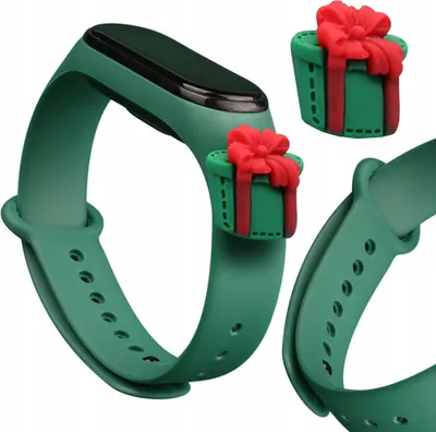 Produktbild von Ersatz Silikonarmband Strap Xmas für Xiaomi Mi Band 4/Mi Band 3, Dunkelgrün - Geschenk