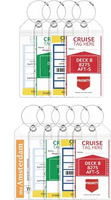 Productafbeelding van Luggage Tags voor Cruises XXL, 19x11 cm, Waterproof, Transparant, met 4 Metaalstrips