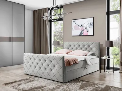 Obrázok produktu pre Americká manželská posteľ 160x200 NATAL - svetlá šedá + topper ZDARMA
