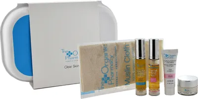 Produktbild von The Organic Pharmacy Clear Skincare Set Face Wash 10ml/Clay Mask 10ml/Face Cream 10ml/Toner 10ml/Cloth 40 ml
