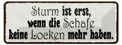 Produktbild von Blechschild Spruch 27x10cm Sturm ist erst wenn die Schafe Dekoration