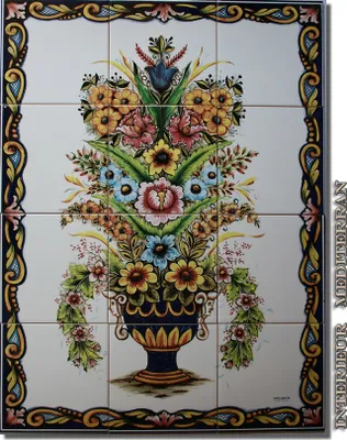 Produktbild von Wandkacheln 12 Stück je Motiv - Blumenstrauss - Wetterfest!