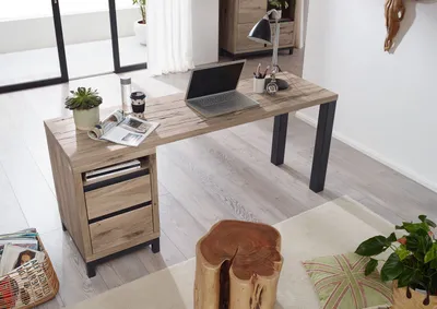 Produktbild von MASSIVMOEBEL24 Schreibtisch Wildeiche 220x55x76 bianco geölt VILLANDERS #242
