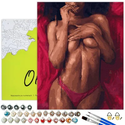 Produktbild von Oh Art! Malen nach Zahlen Für Erwachsene - Frau Akt Erotik Kunst 40 x 50 cm – Leinwand Set Mit Rahmen, 26 Acrylfarben & 3 Pinseln - 18 +