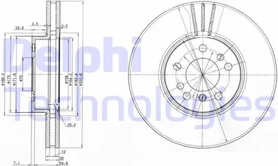 Produktbild von 2x DELPHI Bremsscheibe BG3628 für BMW X3 (E83) X5 (E53) 62mm 332mm