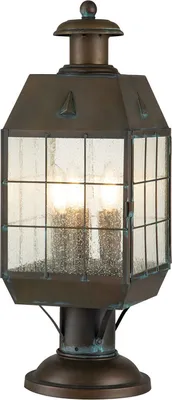 Produktbild von Sockelleuchte Messing massiv Glas 56,9 cm IP44 in Antik E14 3-flammig Maritim Außenlampe