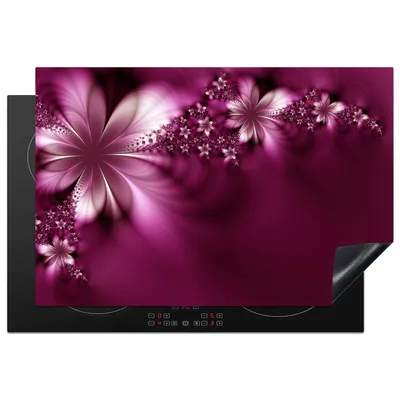 Produktbild von KitchenYeah© Herdabdeckplatte Rosa - Blumen - Abstrakt , 76x51cm, Küche Deko, Glaskeramikkochfeld Herdabdeckung, Abdeckplatte fùr Kochfeld