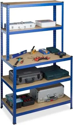 Immagine prodotto di Scaffale portaoggetti con banco da lavoro blu