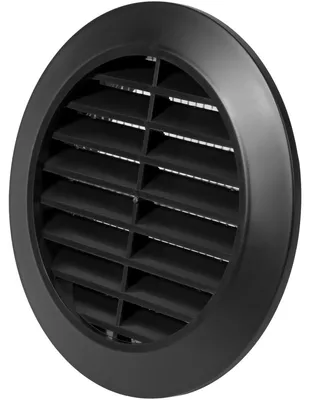 Image de Grille de ventilation Noir - 80 mm - Avec moustiquaire - 106 mm - Plastique