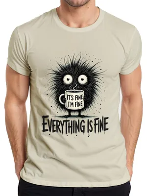 Productafbeelding van "Het gaat goed, alles is goed" - Sarcastisch T-shirt voor heren, natuurmotief, maat 3XL