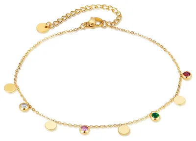 Produktbild von Fußkettchen gold: Edelstahl Fußkette mit Zirkonia