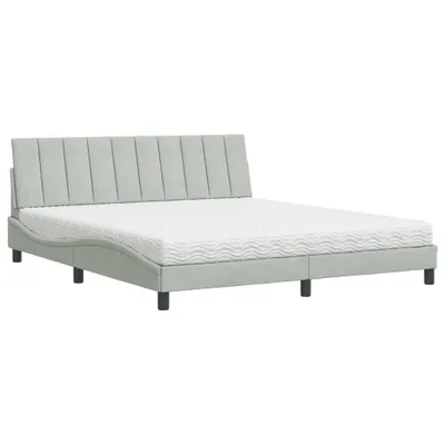 Produktbild von Bett mit Matratze "Hanko" Hellgrau 180x200 cm Samt