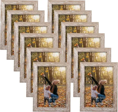 Produktbild von EXYGLO Bilderrahmen 13x18cm Set 12 Natur Holz Fotorahmen Collage