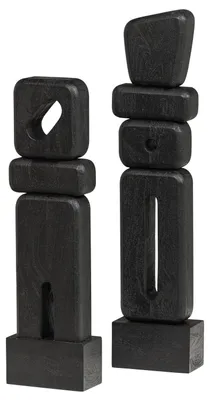 Immagine prodotto di Scultura decorativa Elon in legno marrone - Set da 2 pezzi