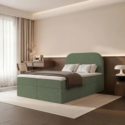 Produktbild von Boxspringbett FUZZI 120x200 Bettkasten Bonellmatratze Grün Webstoff