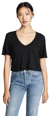 Productafbeelding van Prachtig Damen Everly T-shirt met V-hals, basic zwart, maat XXS