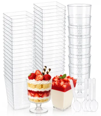 Mini-Dessertbecher mit Löffeln, 50 Stück, wiederverwendbar