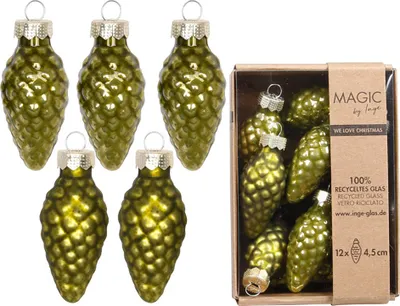 Produktbild von Christbaumschmuck Zapfen 4,5cm Glas 12 Stück - Green Olives
