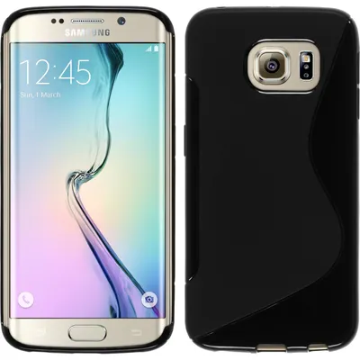 Produktbild von PhoneNatic Case kompatibel mit Samsung Galaxy S6 Edge - schwarz Silikon Hülle S-Style + flexible Folie