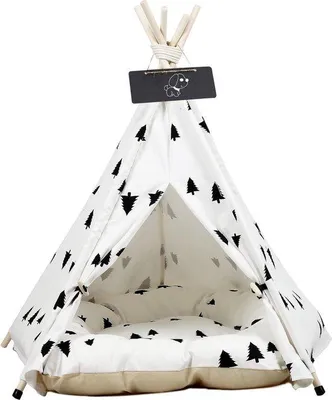 Produktbild von Famanu Tipi Zelt für Haustiere mit Kissen - Abnehmbar und Waschbar - 50 x 50 x 70 cm