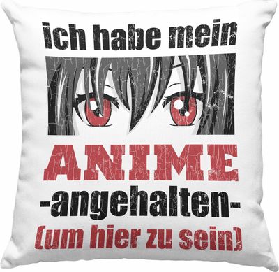 Trendation -  Anime Deko-Kissen mit Füllung 40x40 Geschenk Spruch  Deko-Kissen mit Füllung 40x40 Geschenke Deko Anme Fan Spruch Sprüche (Grau)