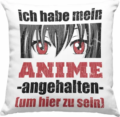 Produktbild von Trendation - Anime Deko-Kissen mit Füllung 40x40 Geschenk Spruch Deko-Kissen mit Füllung 40x40 Geschenke Deko Anme Fan Spruch Sprüche (Grau)