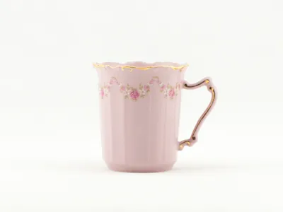 Zdjęcie produktu dla Kubek Amis 0,25 l, kwiaty, różowa porcelana, Leander