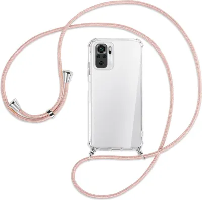 Produktbild von Handykette Backcover-Schutzhülle mit Band (Metall silberfarben) für Xiaomi Redmi Note 10 4G - roségold