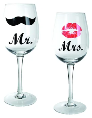 Weinglas-Set Mr & Mrs, 2er-Pack, 430 ml, 22,5 cm, transparent