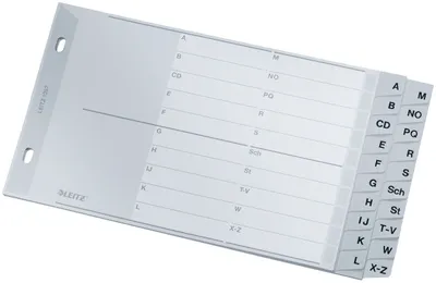 Obrázek produktu pro Leitz 1267-00-00 1267 Register - A - Z, PP, A5 quer, 2 Abläufe, 20 Blatt, grau