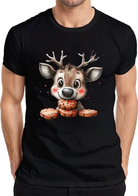 Produktbild von Rentier Lebkuchen Weihnachten süß Kinder Geschenk Niedlich Herren T-Shirt, Schwarz, XXL