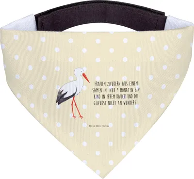 Produktbild von Mr. & Mrs. Panda Halstuch Für Hunde Storch - Gelb Pastell - Geschenk, Geburt, Schwanger, Lustige Sprüche, Schal Hund, Baby, Hundehalstuch, Mutter, Störche, Mütter