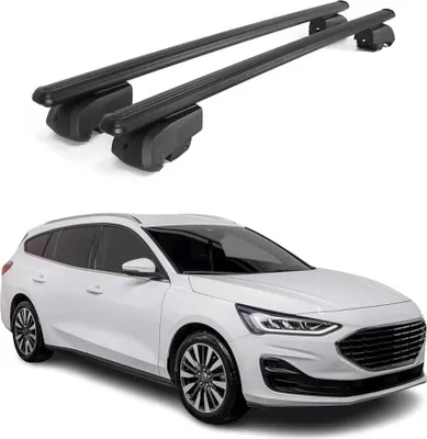 Immagine prodotto di Barre portatutto trasversali per Ford Focus Station Wagon 2018-2023 in alluminio nero con omologazione ABE