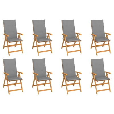 Produktbild von Verstellbare Gartenstühle mit Auflagen 8 Stk. Massivholz Teak