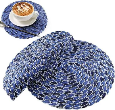 Image de Sets de table ronds tissés, faciles à nettoyer, antidérapants, résistants à la chaleur, lot de 2, 38 cm