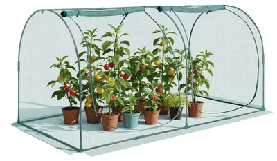 Immagine prodotto di VEVOR Tenda protettiva per piante, rete protettiva per piante 2489x1200x1200 mm, porta con cerniera, resistente al vento, gabbia per piante, serra per aiuole rialzate all'aperto, giardino, terrazza