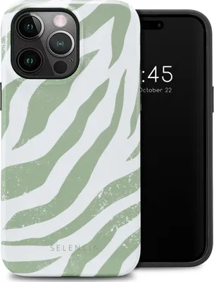 Image de Selencia Vivid Backcover pour l'Apple iPhone 14 Pro Max - Zebra coloré Vert sauge